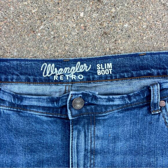 Wrangler 40x34 Retro Slim Boot Blue Denim Jeans 77MWZIR - Picture 4 of 5